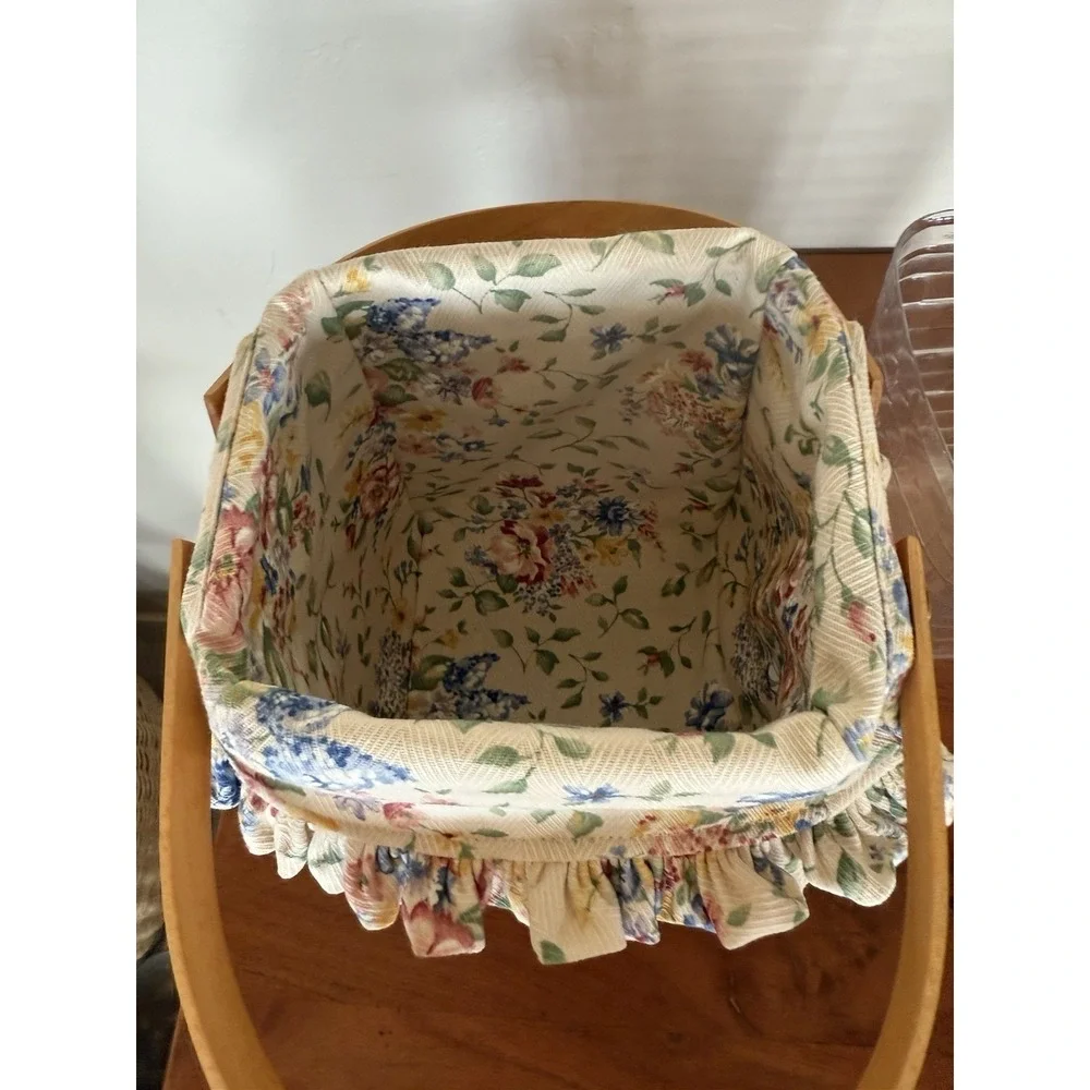 2002 Longaberger TOTE Basket Combo‎ spring floral liner & protector excellent